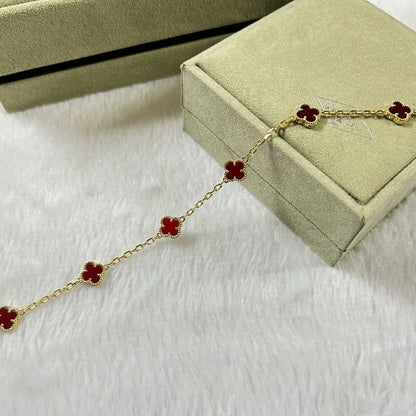 [Renovia Jewelry]CLOVER 6 MOTIF RED AGATE BRACELET