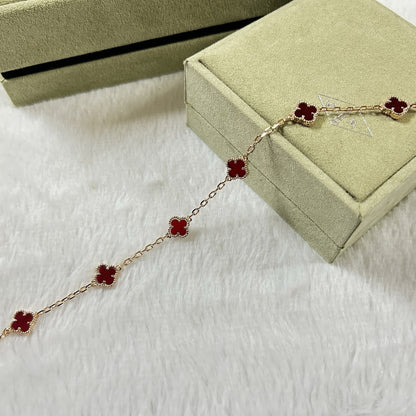 [Renovia Jewelry]CLOVER 6 MOTIF RED AGATE BRACELET
