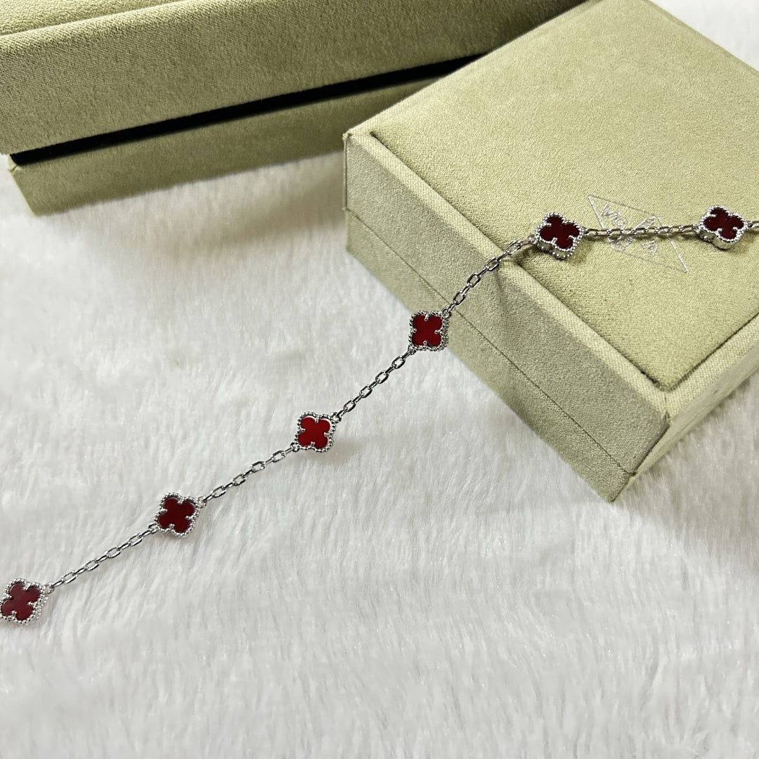[Renovia Jewelry]CLOVER 6 MOTIF RED AGATE BRACELET