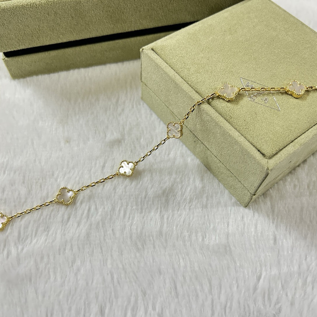 [Renovia Jewelry]CLOVER 6 MOTIF WHITE MOP BRACELET