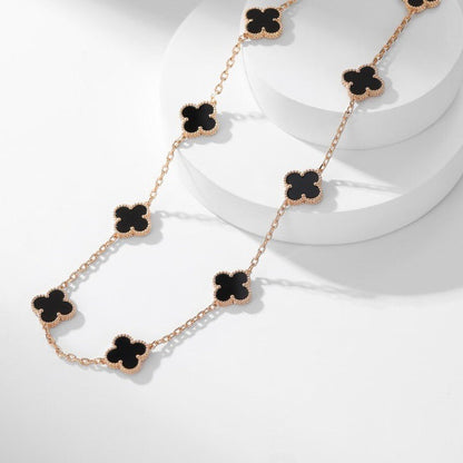 [Renovia Jewelry]CLOVER 10 MOTIFS ONYX NECKLACE