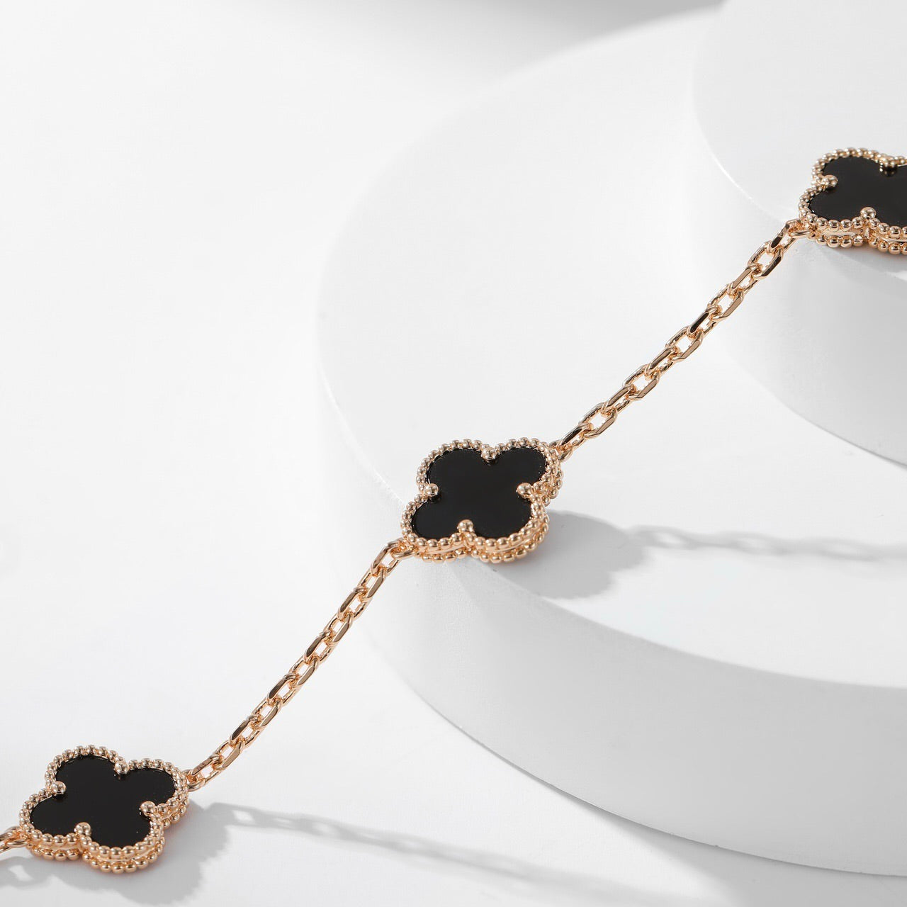 [Renovia Jewelry]CLOVER 10 MOTIFS ONYX NECKLACE