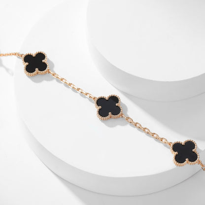 [Renovia Jewelry]CLOVER 10 MOTIFS ONYX NECKLACE
