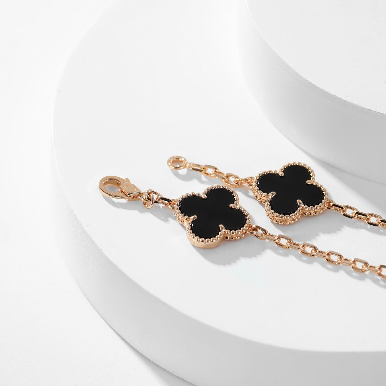[Renovia Jewelry]CLOVER 10 MOTIFS ONYX NECKLACE