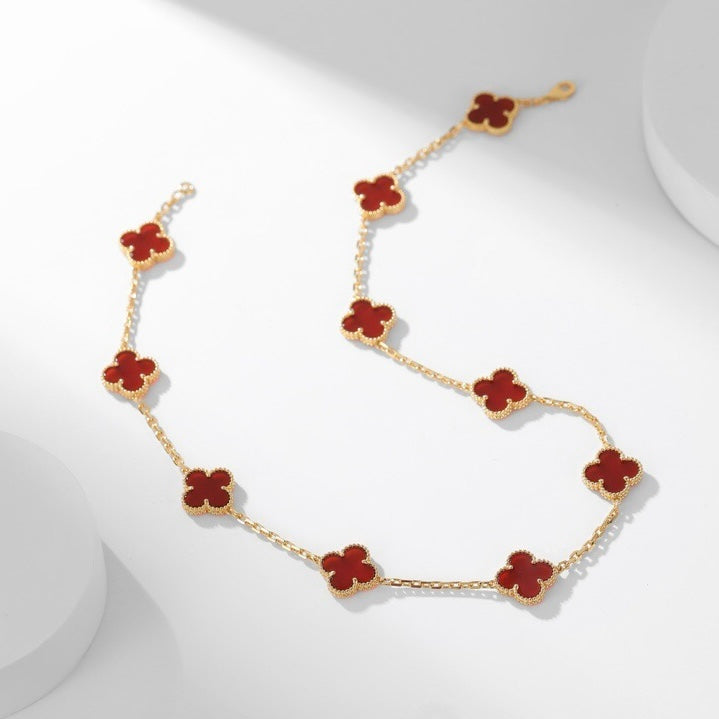 [Renovia Jewelry]CLOVER 10 MOTIFS CARNELIAN NECKLACE