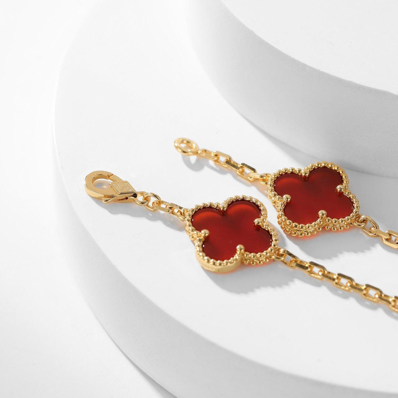 [Renovia Jewelry]CLOVER 10 MOTIFS CARNELIAN NECKLACE