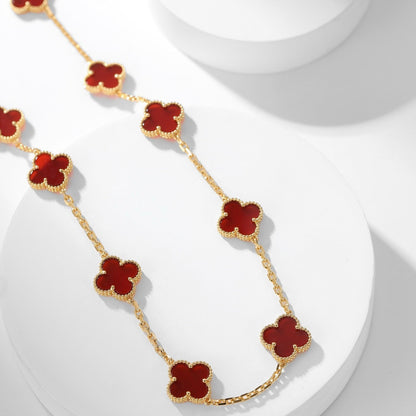 [Renovia Jewelry]CLOVER 10 MOTIFS CARNELIAN NECKLACE