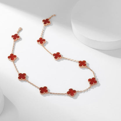 [Renovia Jewelry]CLOVER 10 MOTIFS CARNELIAN NECKLACE