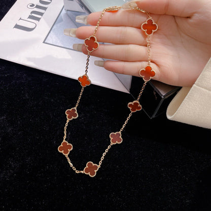 [Renovia Jewelry]CLOVER 10 MOTIFS CARNELIAN NECKLACE