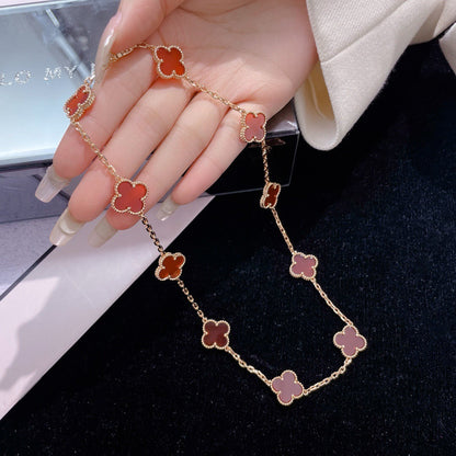 [Renovia Jewelry]CLOVER 10 MOTIFS CARNELIAN NECKLACE