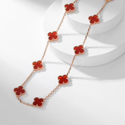 [Renovia Jewelry]CLOVER 10 MOTIFS CARNELIAN NECKLACE