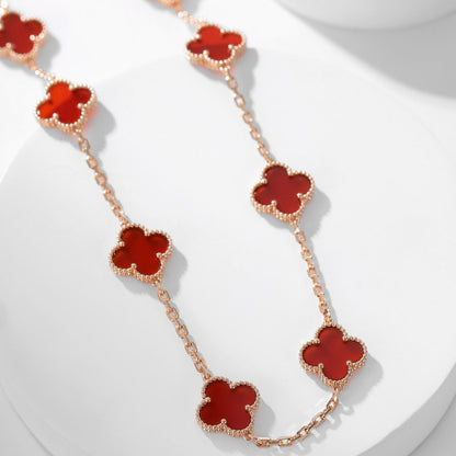 [Renovia Jewelry]CLOVER 10 MOTIFS CARNELIAN NECKLACE