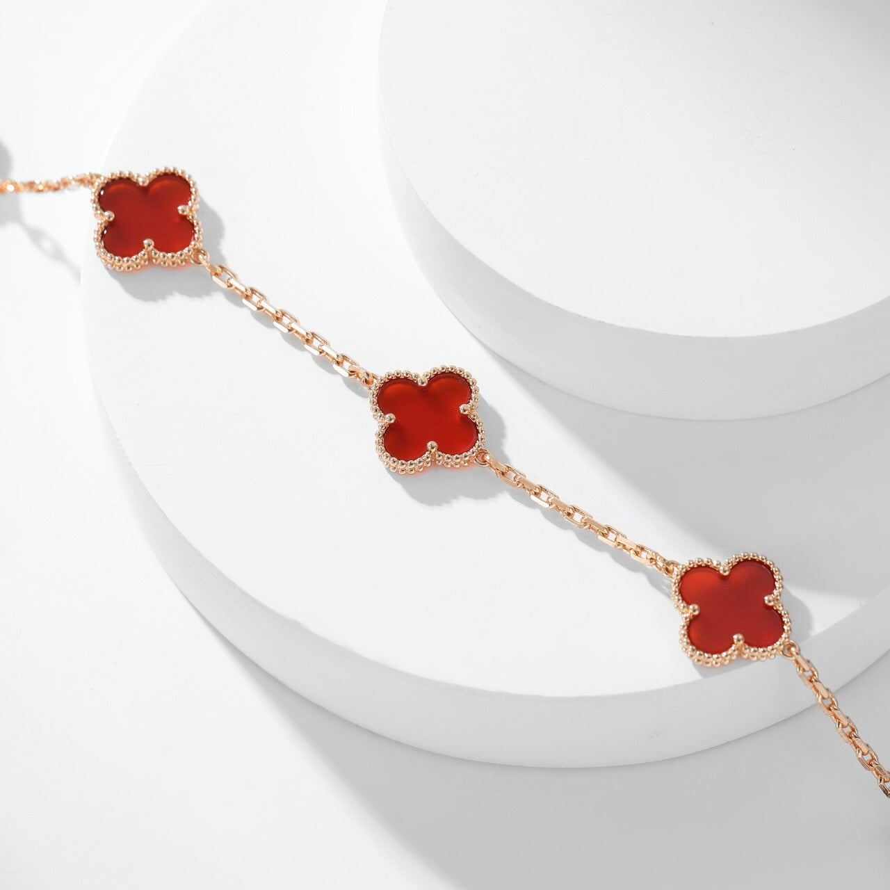 [Renovia Jewelry]CLOVER 10 MOTIFS CARNELIAN NECKLACE