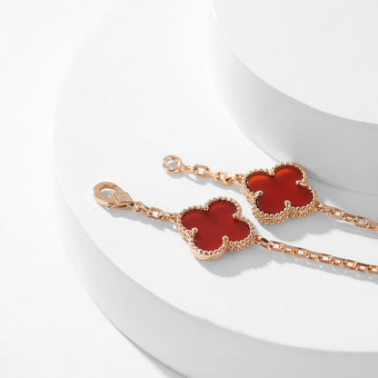 [Renovia Jewelry]CLOVER 10 MOTIFS CARNELIAN NECKLACE