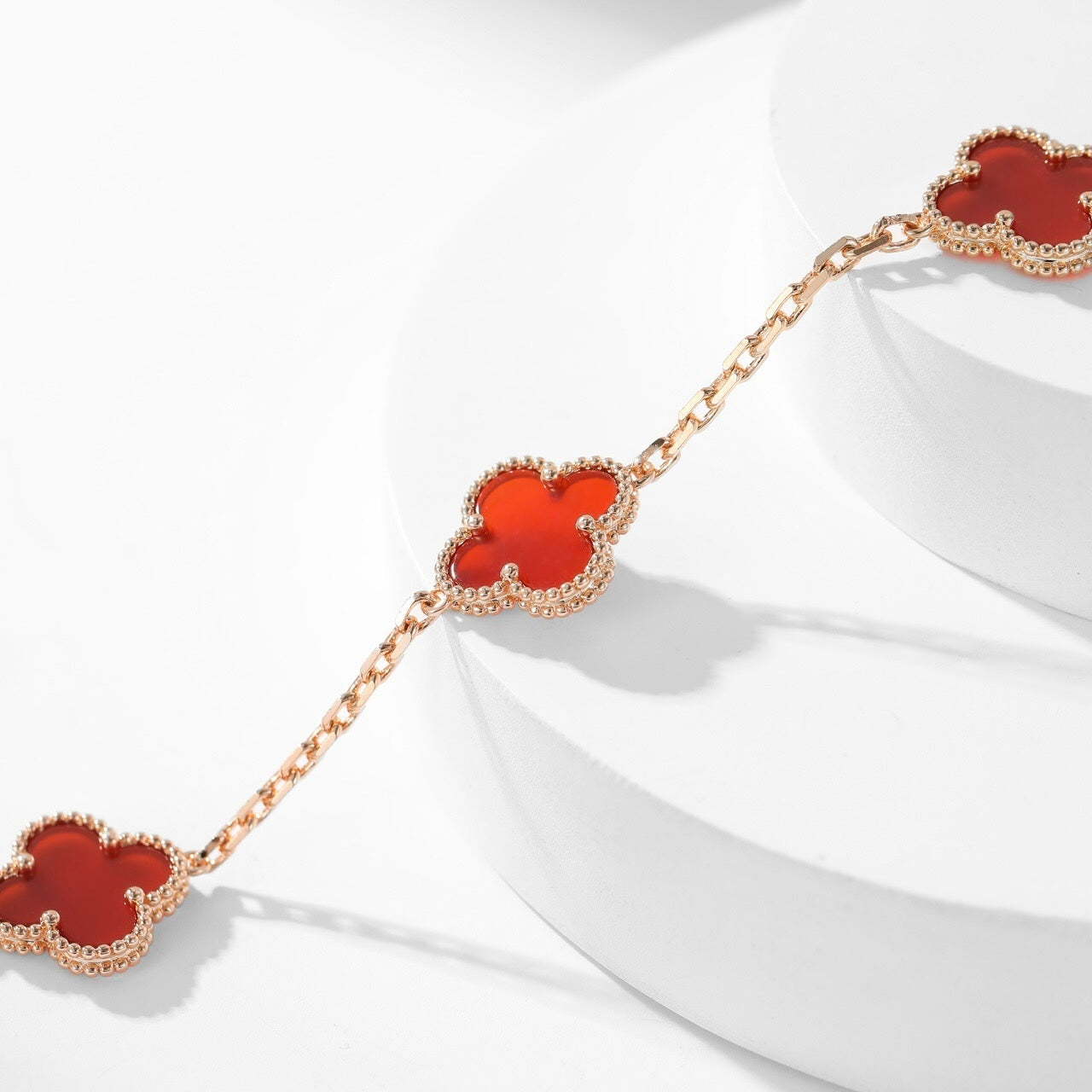 [Renovia Jewelry]CLOVER 10 MOTIFS CARNELIAN NECKLACE