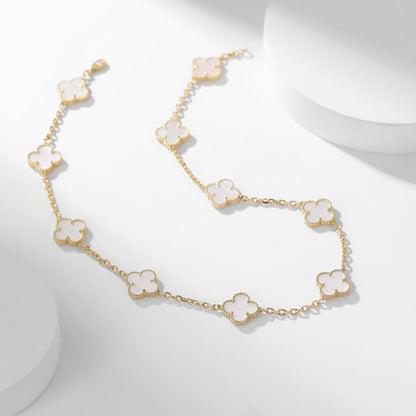 [Renovia Jewelry]CLOVER 10 MOTIFS WHITE MOTHER OF PEARL NECKLACE