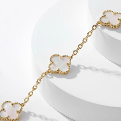 [Renovia Jewelry]CLOVER 10 MOTIFS WHITE MOTHER OF PEARL NECKLACE
