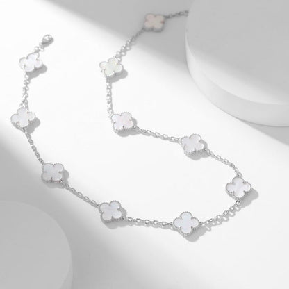 [Renovia Jewelry]CLOVER 10 MOTIFS WHITE MOTHER OF PEARL NECKLACE