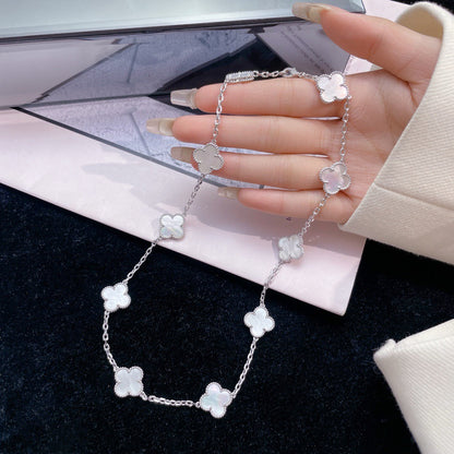 [Renovia Jewelry]CLOVER 10 MOTIFS WHITE MOTHER OF PEARL NECKLACE