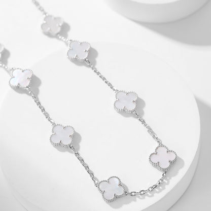 [Renovia Jewelry]CLOVER 10 MOTIFS WHITE MOTHER OF PEARL NECKLACE