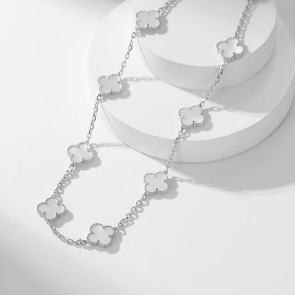 [Renovia Jewelry]CLOVER 10 MOTIFS WHITE MOTHER OF PEARL NECKLACE