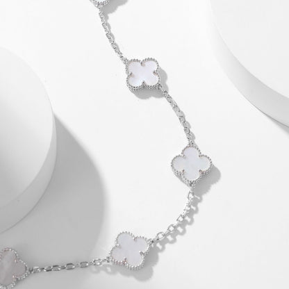 [Renovia Jewelry]CLOVER 10 MOTIFS WHITE MOTHER OF PEARL NECKLACE