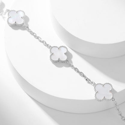 [Renovia Jewelry]CLOVER 10 MOTIFS WHITE MOTHER OF PEARL NECKLACE