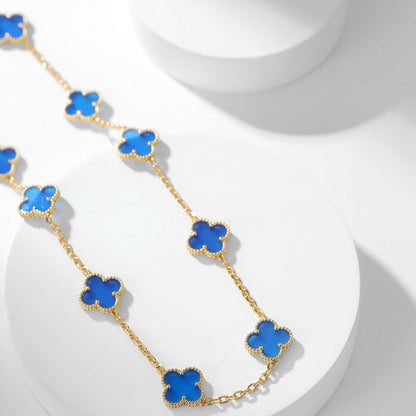 [Renovia Jewelry]CLOVER 10 MOTIFS BLUE AGATE NECKLACE
