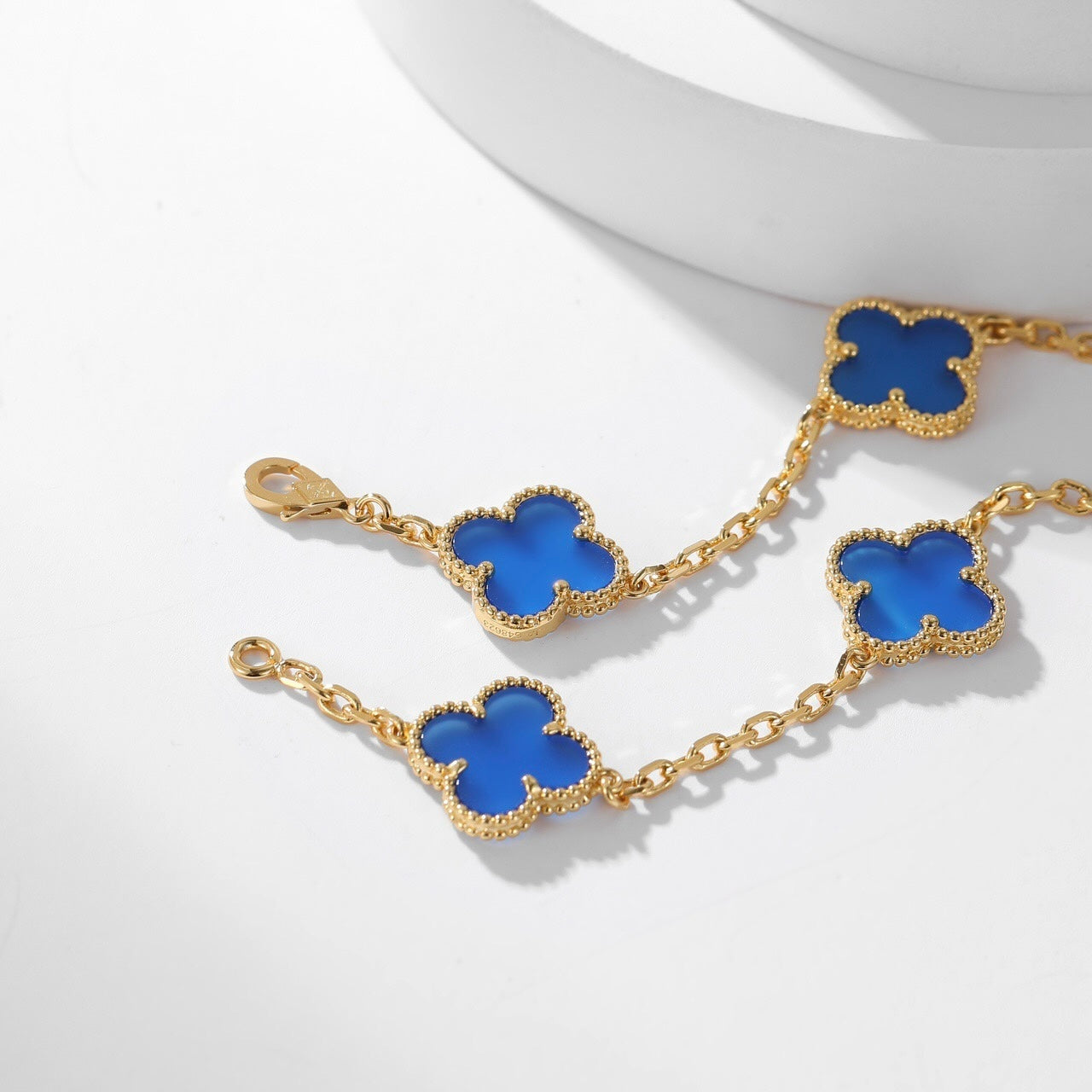 [Renovia Jewelry]CLOVER 10 MOTIFS BLUE AGATE NECKLACE