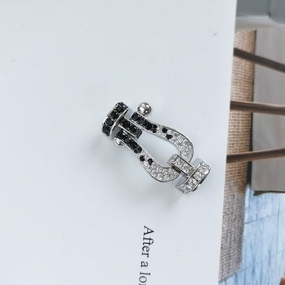 [Renovia Jewelry]FORCE LARGE HORSESHOE BLACK WHITE DIAMOND BRACELET SILVER