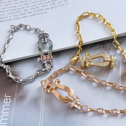 [Renovia Jewelry]FORCE LARGE HORSESHOE CLASP  METAL BRACELET