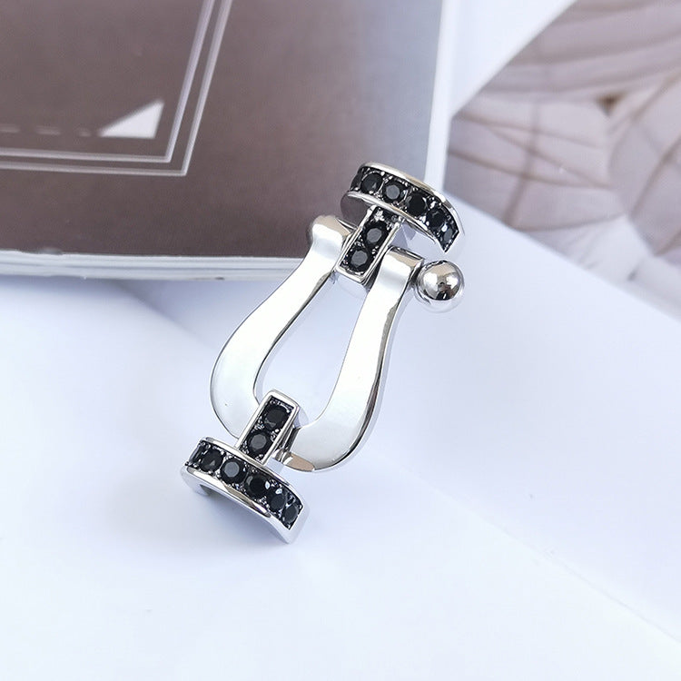 [Renovia Jewelry]FORCE LARGE HORSESHOE BLACK DIAMOND BRACELET SILVER