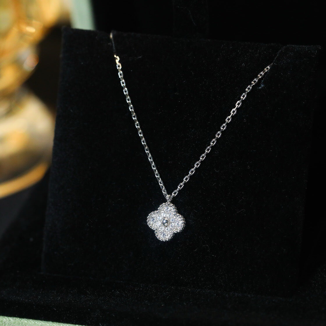 [Renovia Jewelry]CLOVER MINI 9.5MM PENDANT DIAMOND NECKLACE