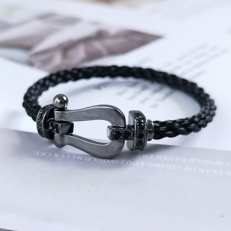 [Renovia Jewelry]FORCE LARGE SERIES HORSESHOE BLACK SAMURAI BRACELET