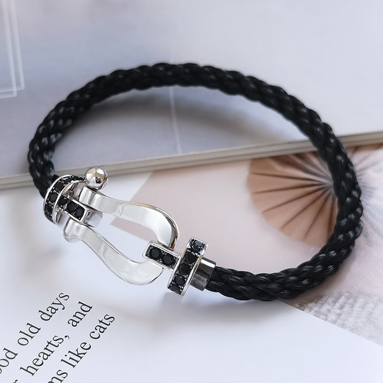 [Renovia Jewelry]FORCE LARGE HORSESHOE BLACK DIAMOND BRACELET SILVER