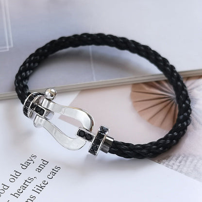 [Renovia Jewelry]FORCE LARGE HORSESHOE BLACK DIAMOND BRACELET SILVER