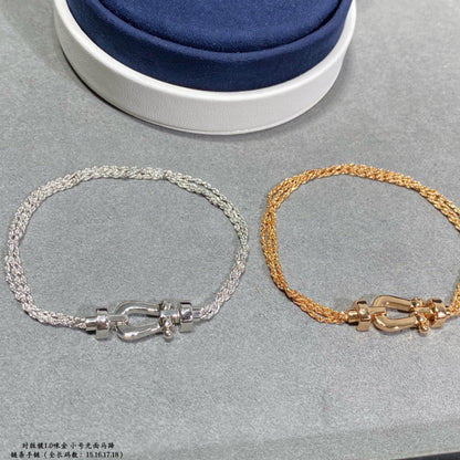 [Renovia Jewelry]FORCE SMALL HORSESHOE  DIAMOND CHAIN ROPE BRACELET