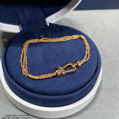 [Renovia Jewelry]FORCE SMALL HORSESHOE  DIAMOND CHAIN ROPE BRACELET