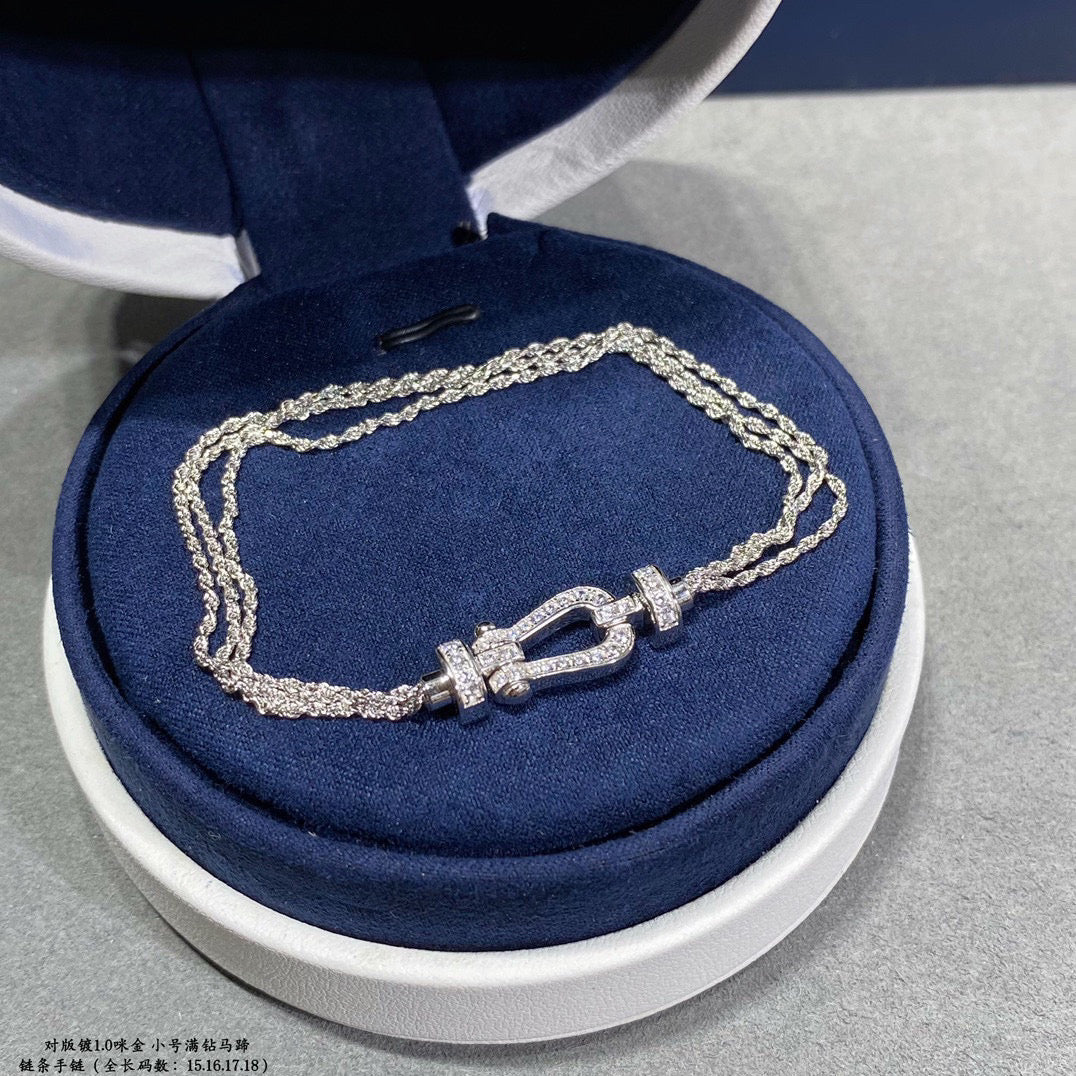 [Renovia Jewelry]FORCE SMALL HORSESHOE  DIAMOND CHAIN ROPE BRACELET