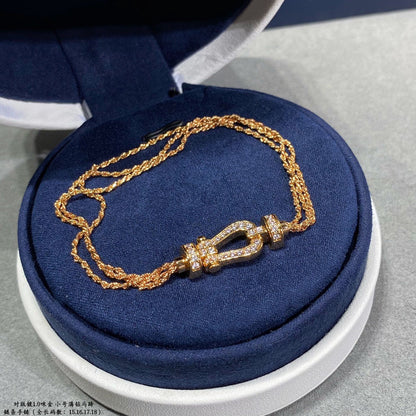 [Renovia Jewelry]FORCE SMALL HORSESHOE  DIAMOND CHAIN ROPE BRACELET