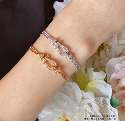[Renovia Jewelry]FORCE SMALL HORSESHOE  DIAMOND CHAIN ROPE BRACELET