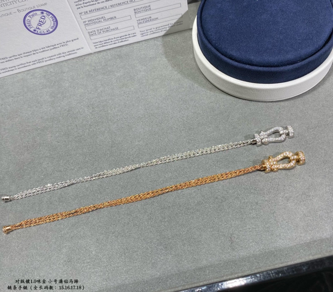 [Renovia Jewelry]FORCE SMALL HORSESHOE  DIAMOND CHAIN ROPE BRACELET