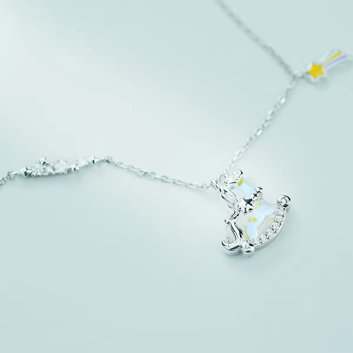 925 Silver Pony Necklace with Crystal