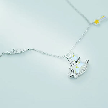 925 Silver Pony Necklace with Crystal