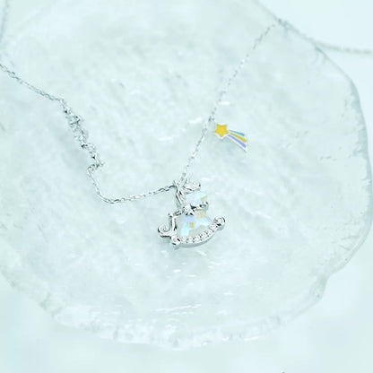 925 Silver Pony Necklace with Crystal