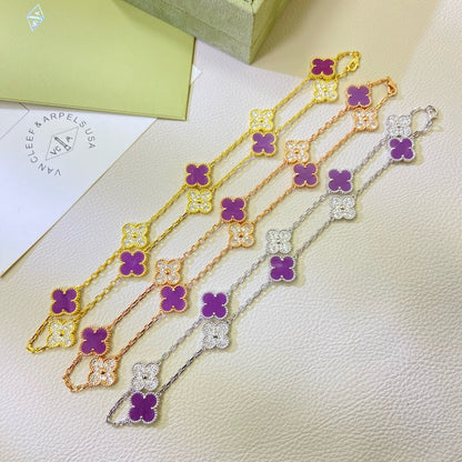[Renovia Jewelry Jewelry]CLOVER 10 MOTIFS  PURPLE VIOLET DIAMOND NECKLACE