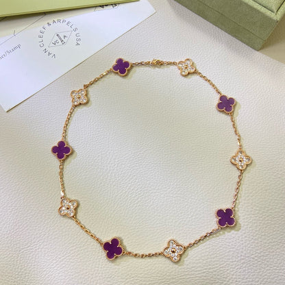[Renovia Jewelry Jewelry]CLOVER 10 MOTIFS  PURPLE VIOLET DIAMOND NECKLACE