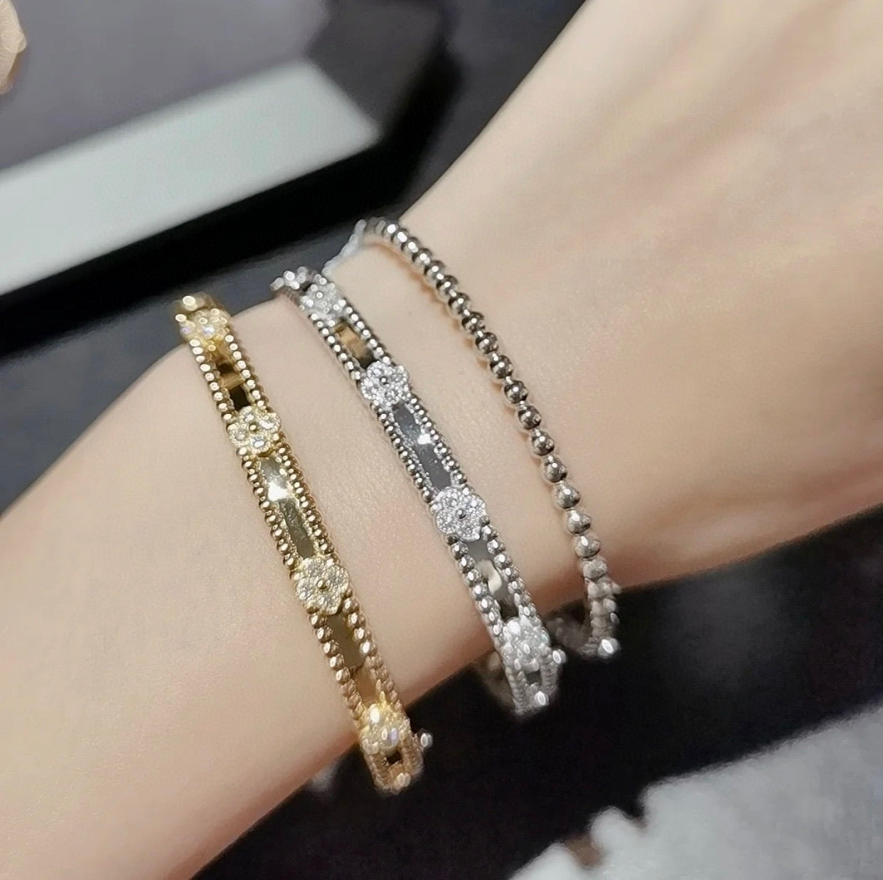 [Renovia Jewelry]CLOVER BRACELET 4MM DIAMONDS
