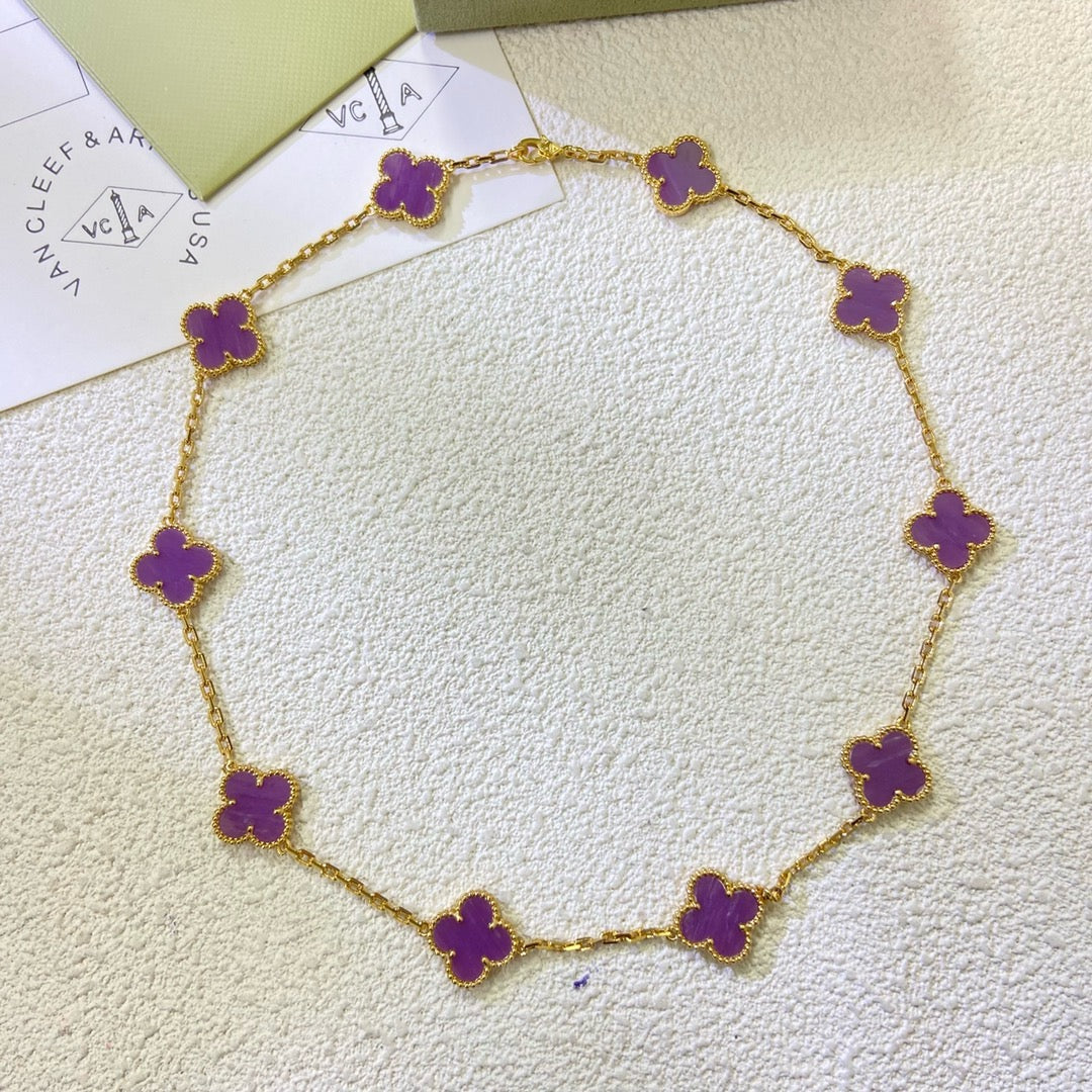 [Renovia Jewelry Jewelry]CLOVER 10 MOTIFS  PURPLE VIOLET  NECKLACE