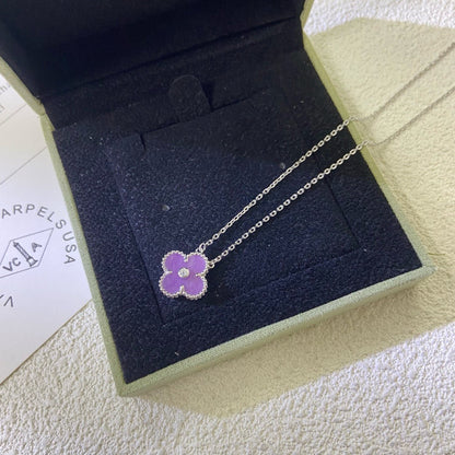 [Renovia Jewelry Jewelry]CLOVER 15MM DIAMOND  PURPLE VIOLET NECKLACE